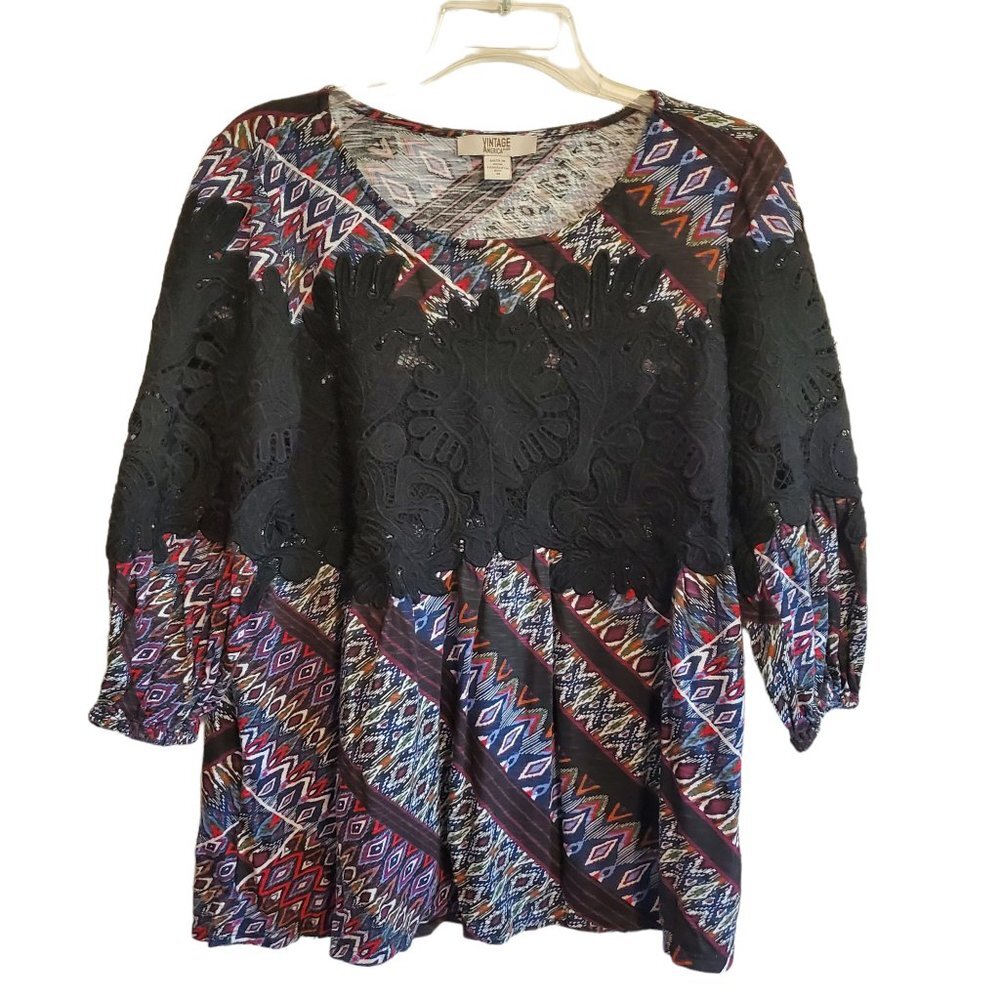 Vintage America Blues Blouse‎ BoHo